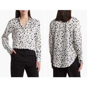 Women's Black and White Leopard Print Blouse